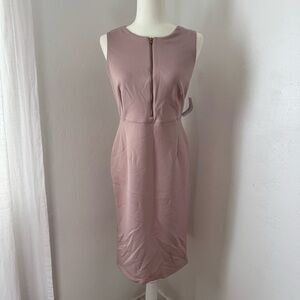 Elegant Pink Rose Sleeveless Dress With Front Zipper Detail NWT Women’s Size 6